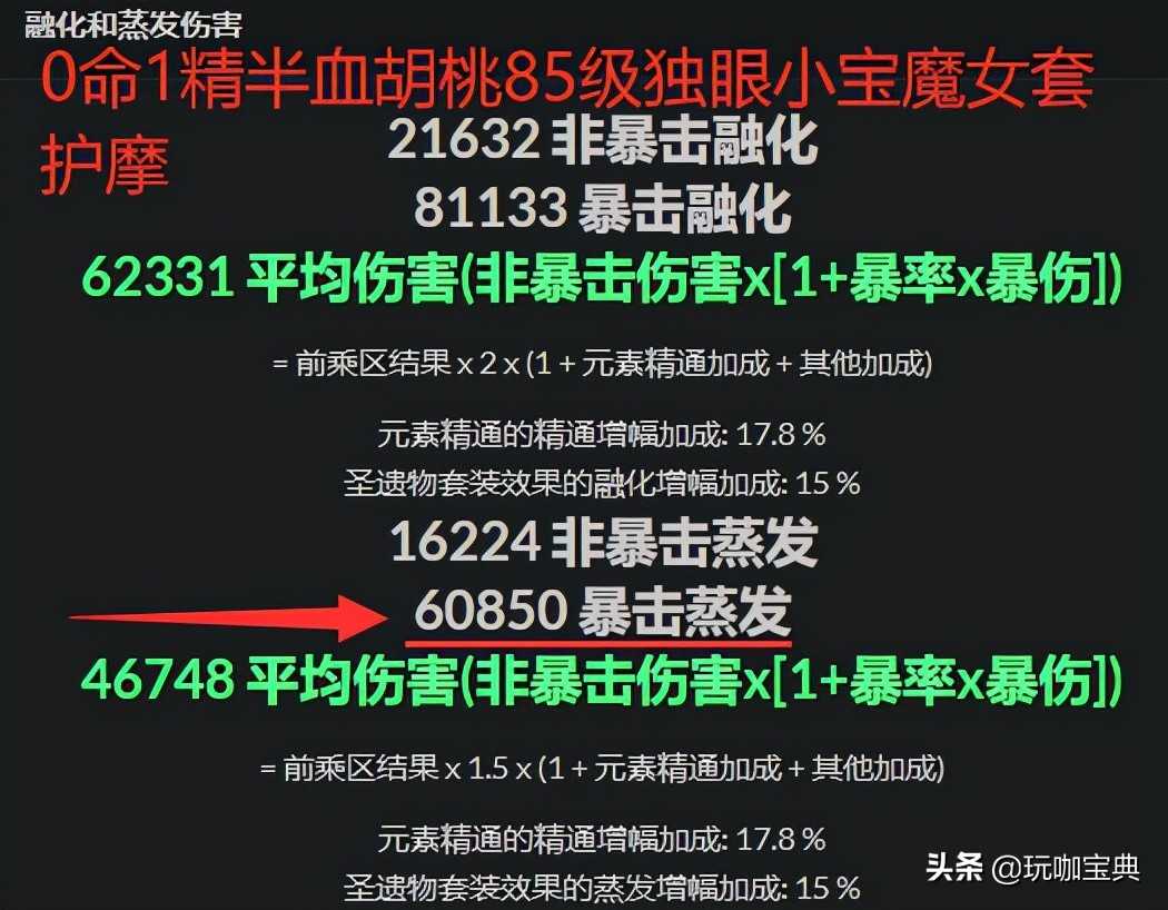 原神实验室：胡桃各武器伤害对比，护摩精炼收益过于突出